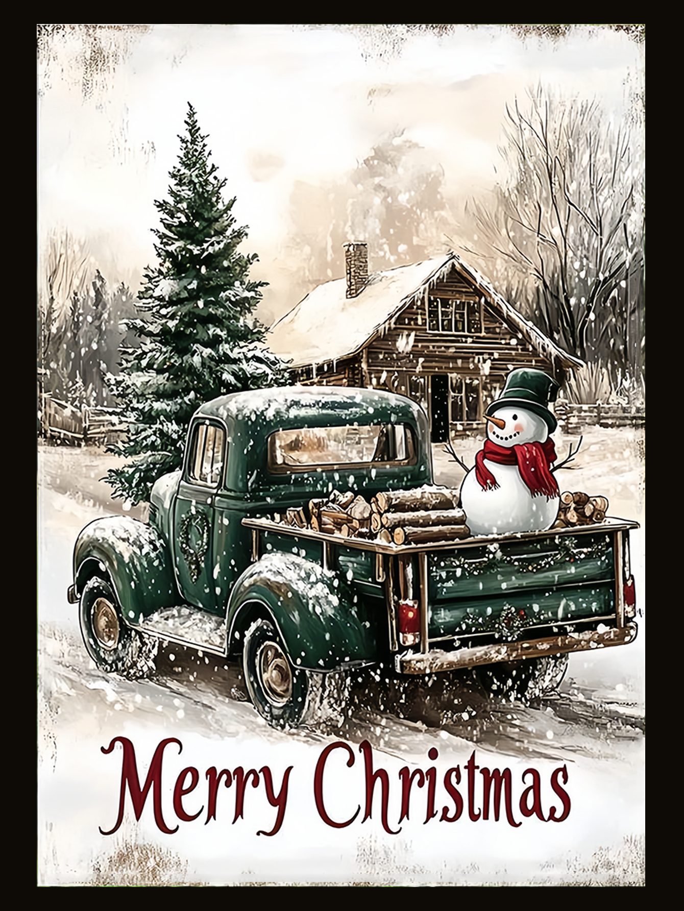 Winter Snowman Christmas Garden Banner（Not lnclude Flagpole）